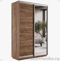 Шкаф-купе "Экспресс 3" 1400х2400х440 Дуб табачный дверь зеркало/дверь ЛДСП